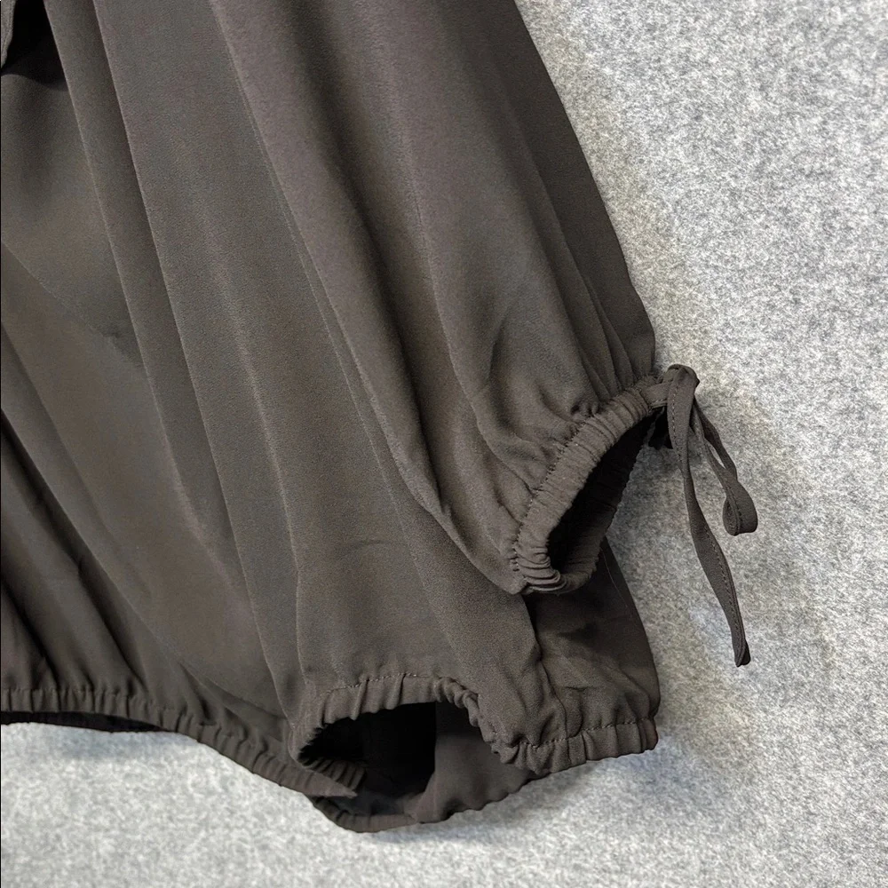 Michael Kors Black Ruffle Blouse tie cinch sleeves size 2X